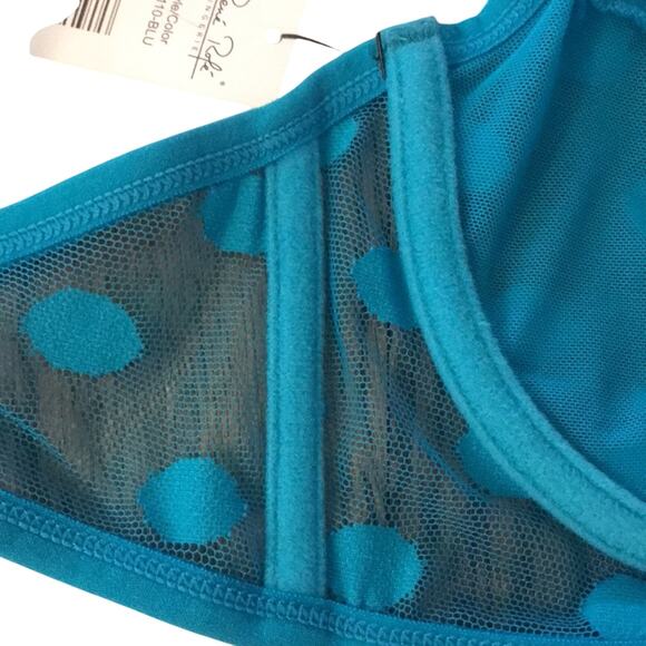 Women’s bra size small coquette girlhoodcore polka dot blue mesh pin up lingerie - Picture 9 of 10